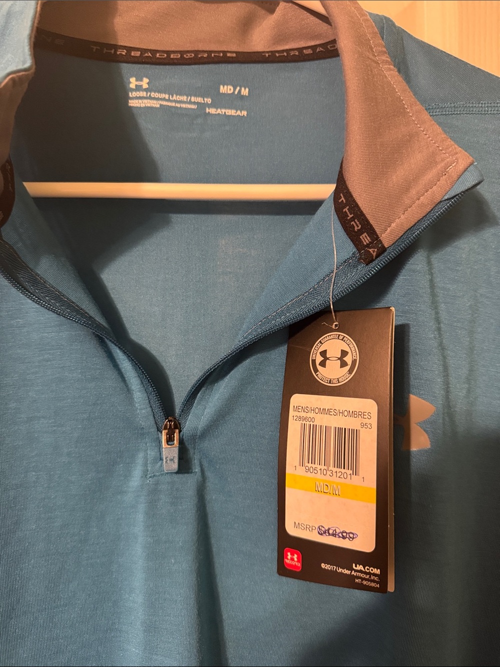 Under Armour Men’s Teal Blue Quarter-Zip Long Sleeve Pullover - Picture 3 of 3